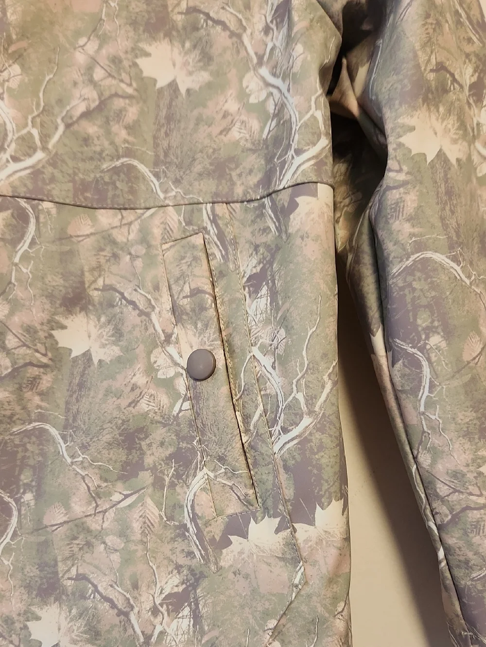Birch & Stone Kids' Hooded Atumn Leafes Print Fleece Lined Rain Jacket Sz 10